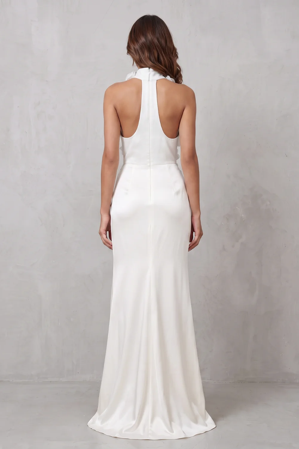 Una – Ethereal bloom – Women’s Halter Neck Flower Split Maxi Dress - Image 4