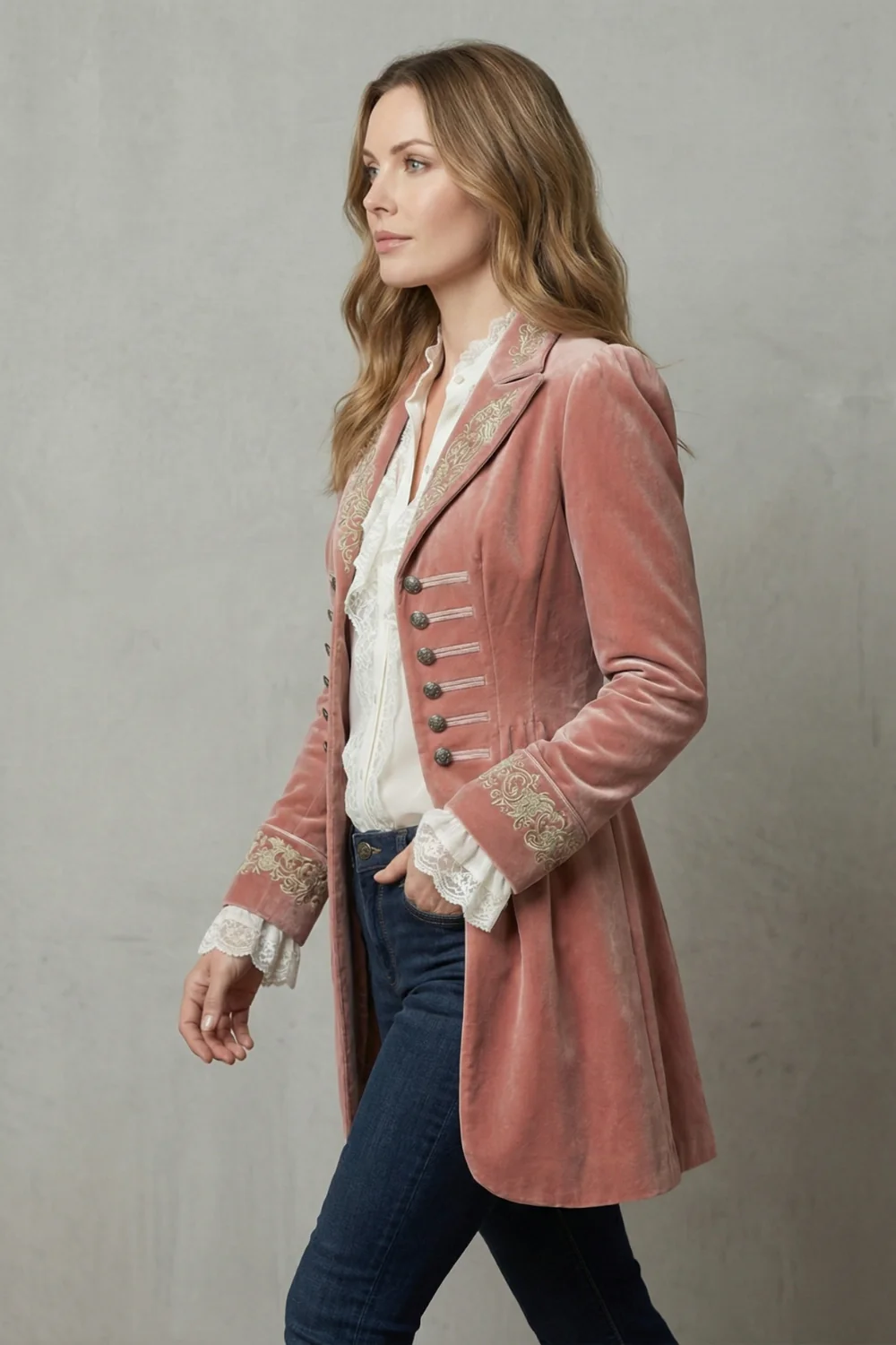 Valerique – Embroidered vintage silhouette – Long coat - Image 3