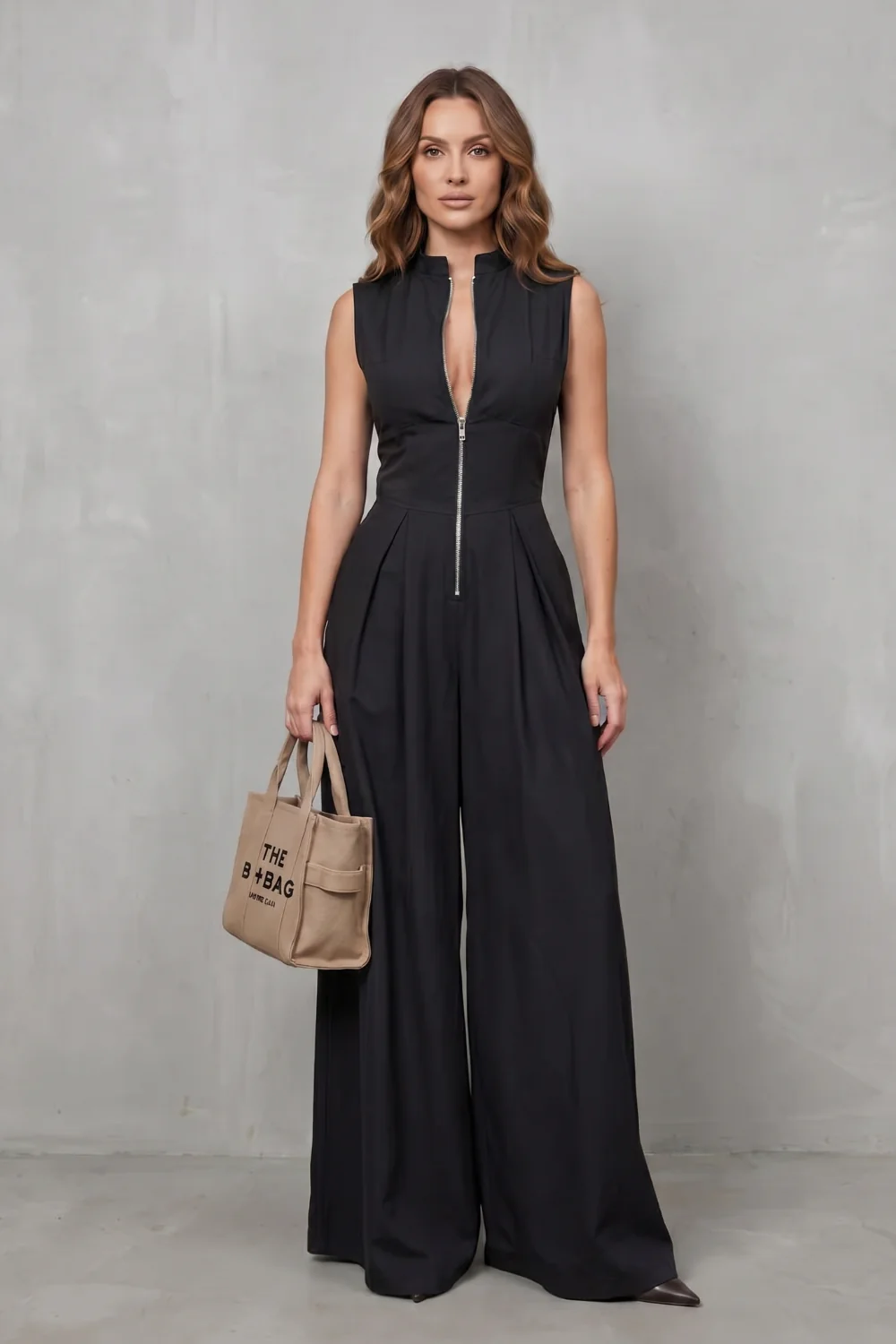 Valerisse – Sculpted zip-front elegance – Wide leg jumpsuit - Image 2