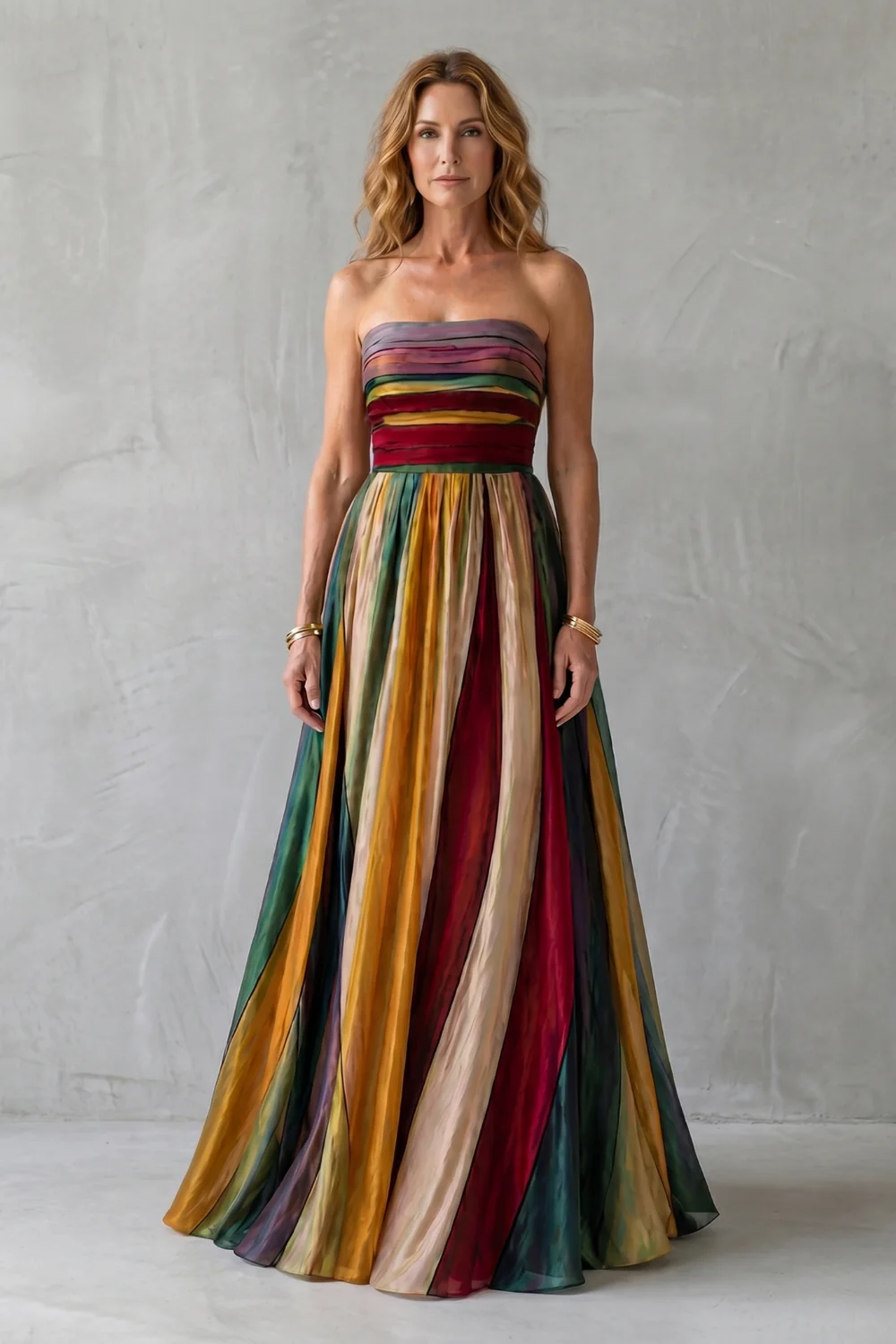 Valessia – Multicolour sunset stripes – Maxi dress - Image 2