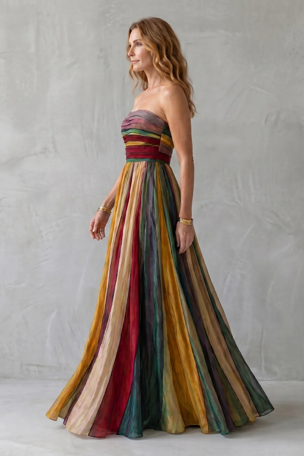 Valessia – Multicolour sunset stripes – Maxi dress - Image 3