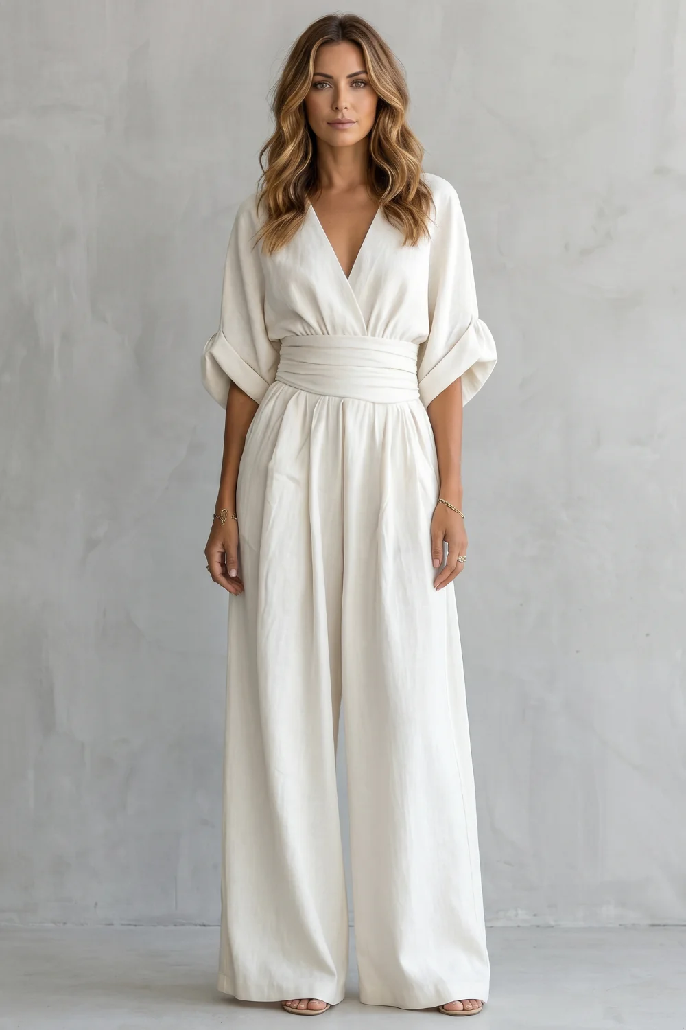 Valoria – Draped waist elegance – Wide-leg jumpsuit - Image 2
