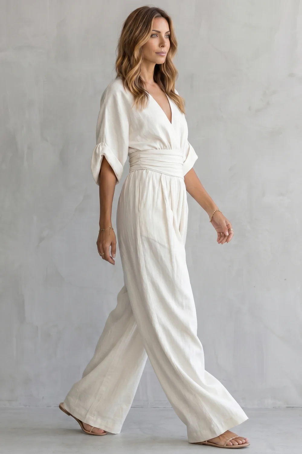 Valoria – Draped waist elegance – Wide-leg jumpsuit - Image 3