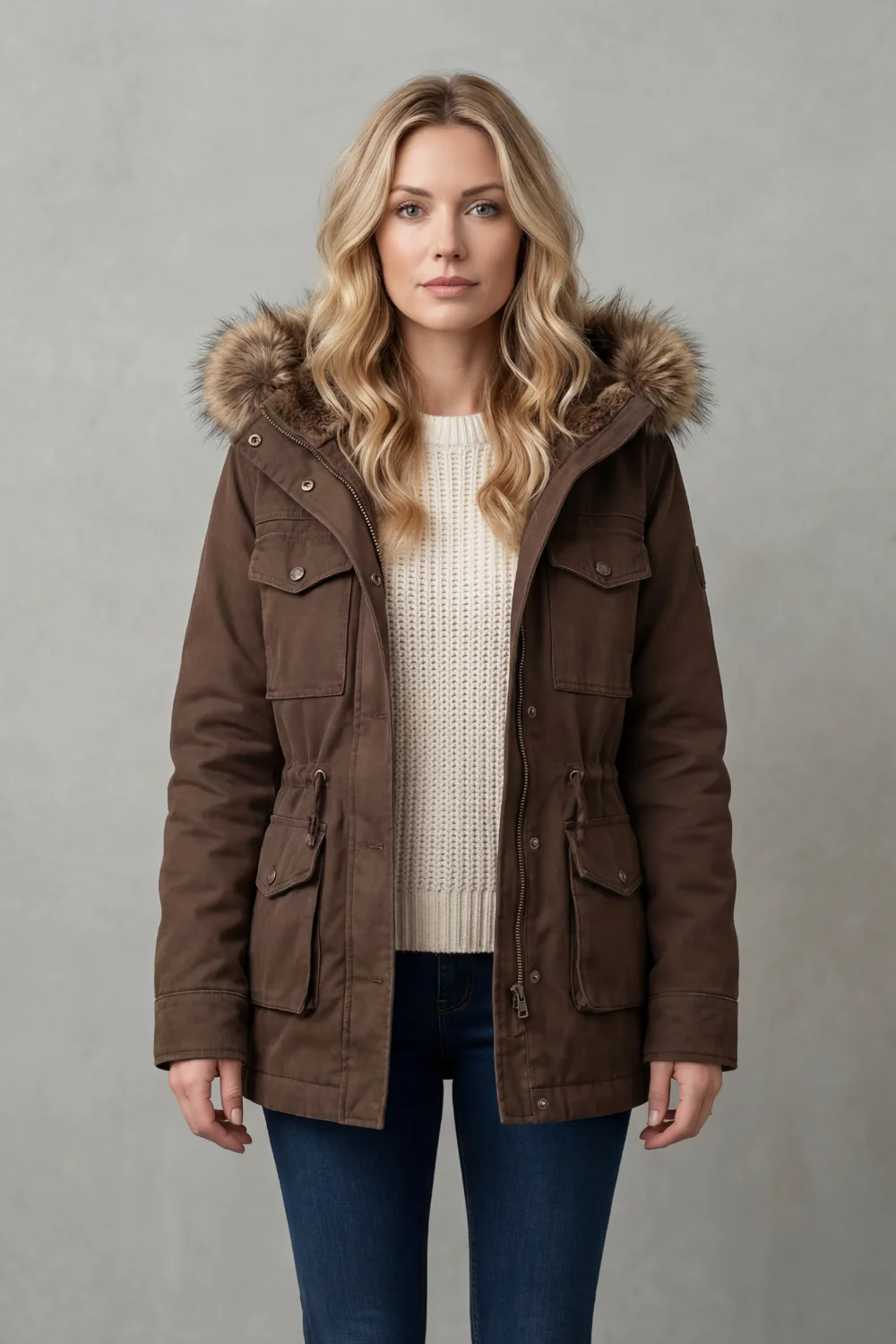 Vellière – Faux fur trim – Hooded parka coat - Image 2