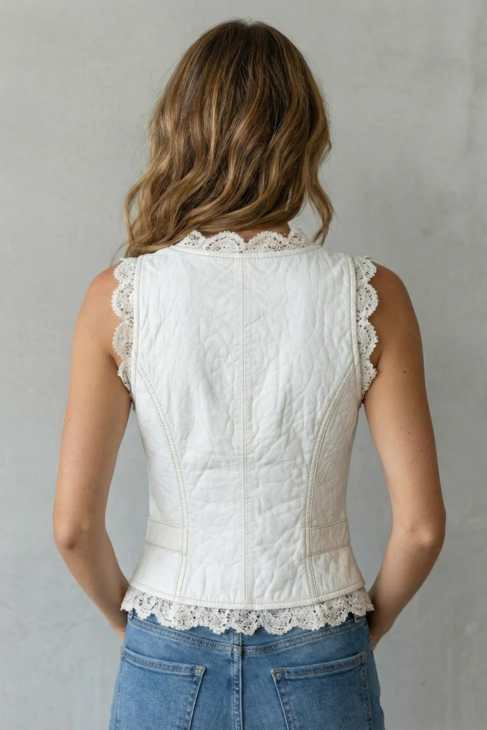 Velmira – Lace trim elegant silhouette – Button vest - Image 4