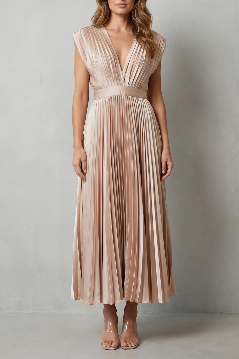 Veloria – Flowing pleated elegance – Midi dress