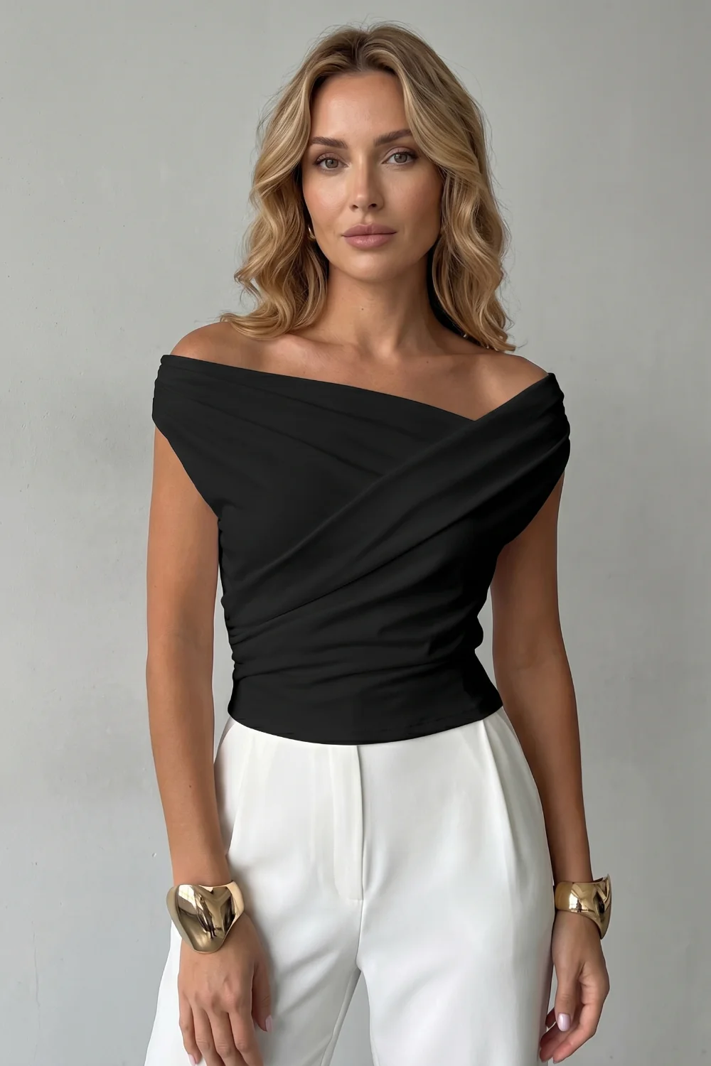 Veloura – Asymmetric draped silhouette – One shoulder top - Image 2