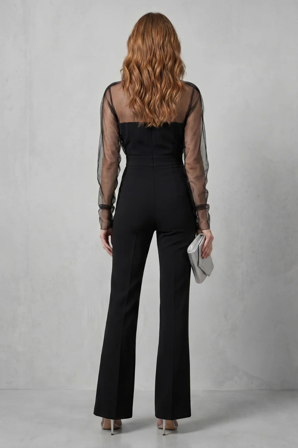 Veloura – Sheer illusion elegance – Flared-leg jumpsuit - Image 4