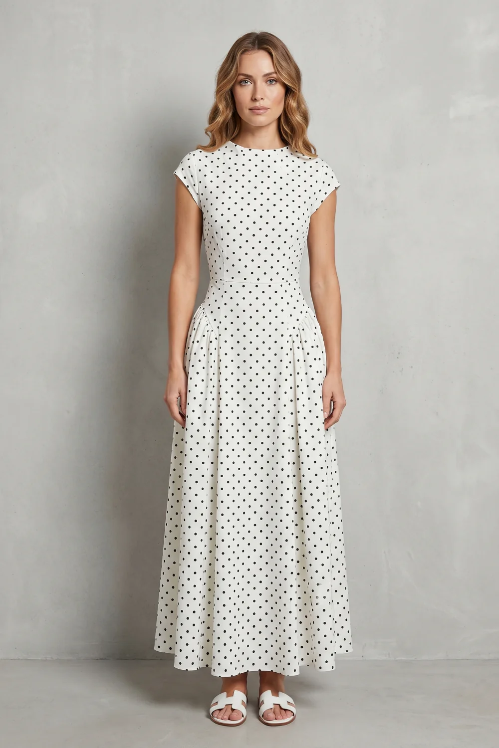Veloura – Vintage polka dot elegance – Maxi dress - Image 2