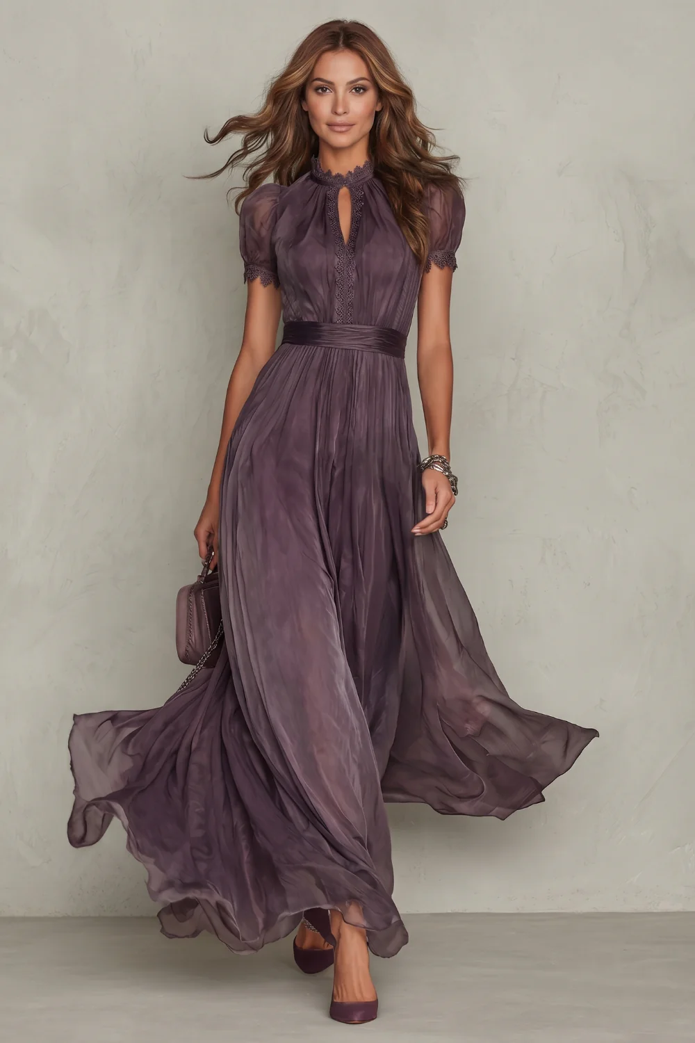 Velouraine – Lace keyhole elegance – Maxi dress - Image 2