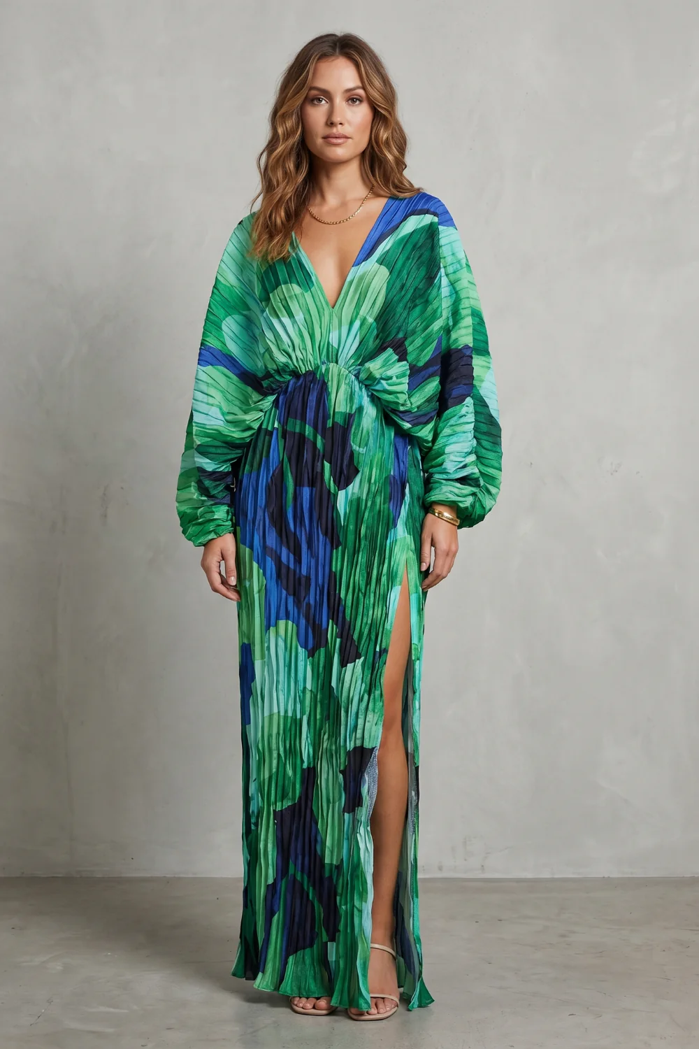 Verdanova – Pleated kimono allure – Maxi dress - Image 2