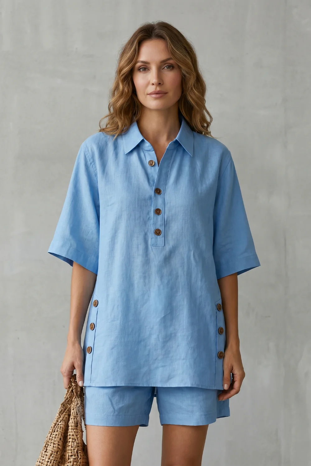Verdelia – Relaxed button-detail comfort – Shorts set - Image 2