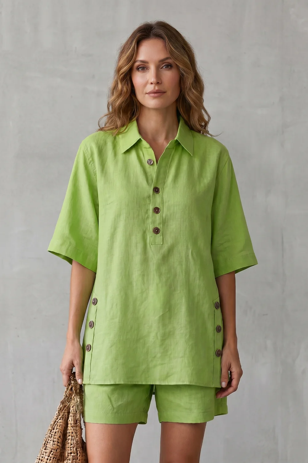 Verdelia – Relaxed button-detail comfort – Shorts set - Image 6
