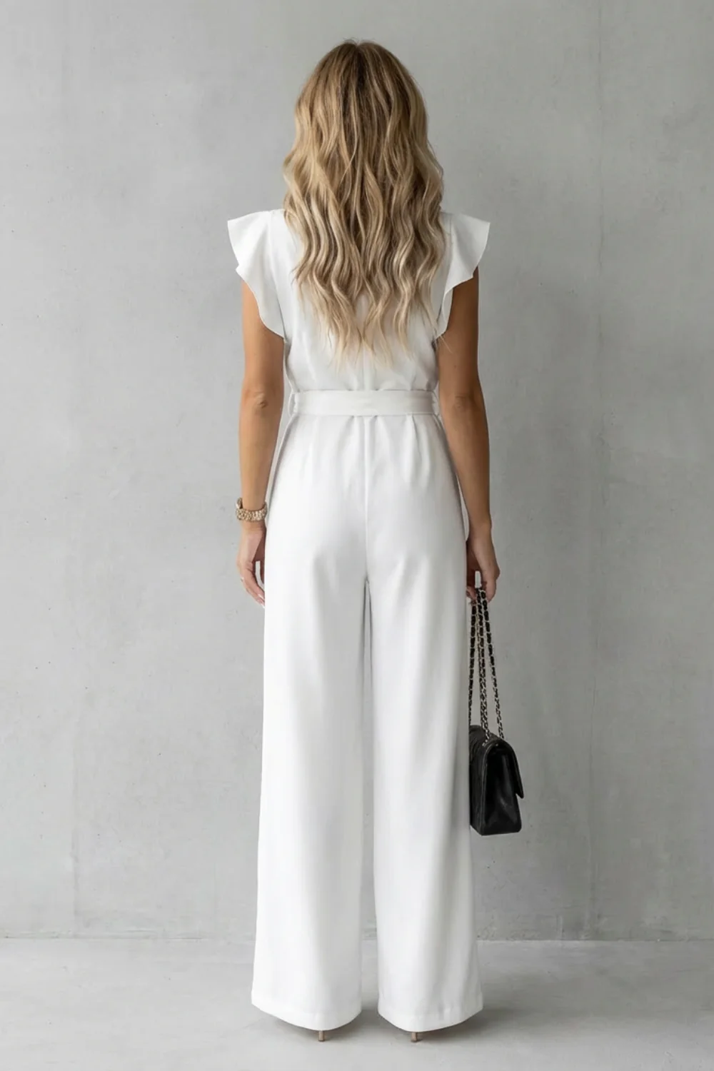 Virelle – Ruffle sleeve belted – Wide-leg jumpsuit - Image 4