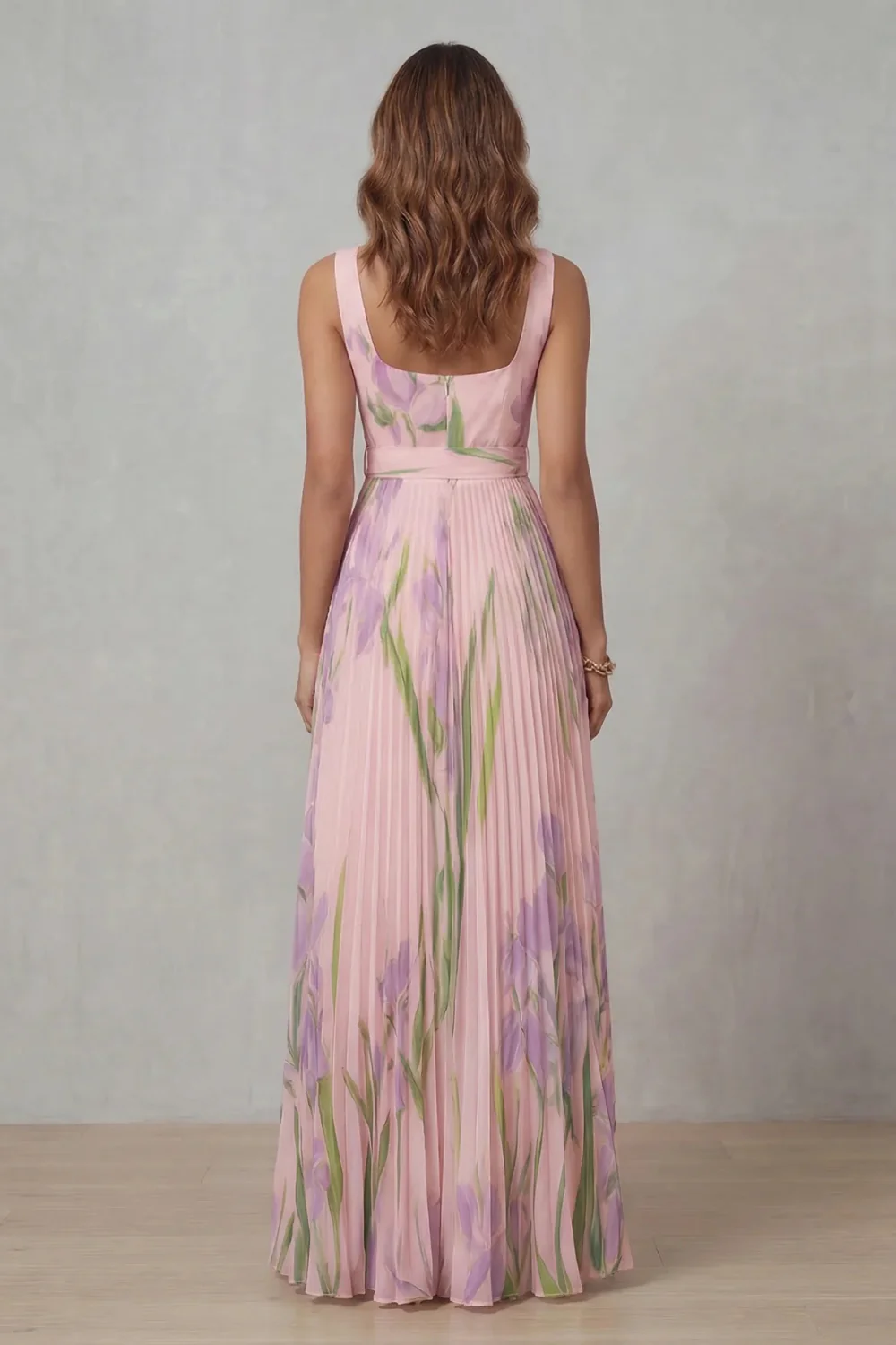 Vivienna – Watercolour floral – Pleated maxi dress - Image 4