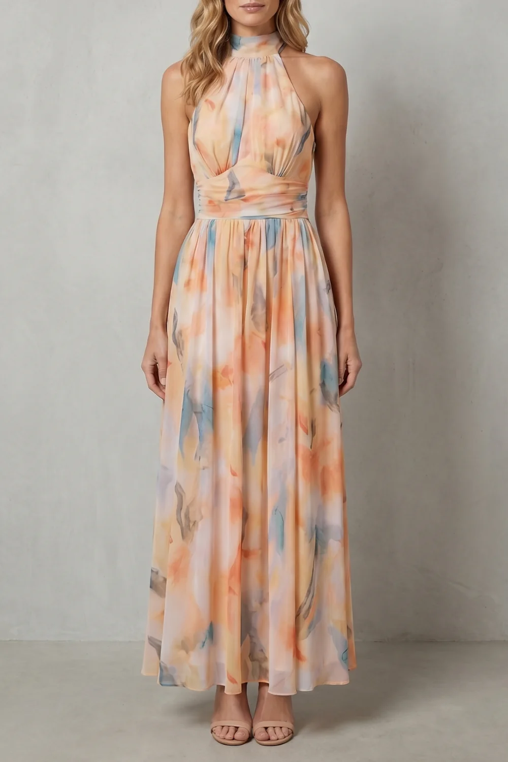 Vivienne – Watercolour halter grace – Maxi dress