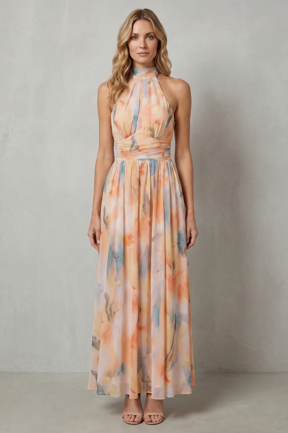 Vivienne – Watercolour halter grace – Maxi dress - Image 2