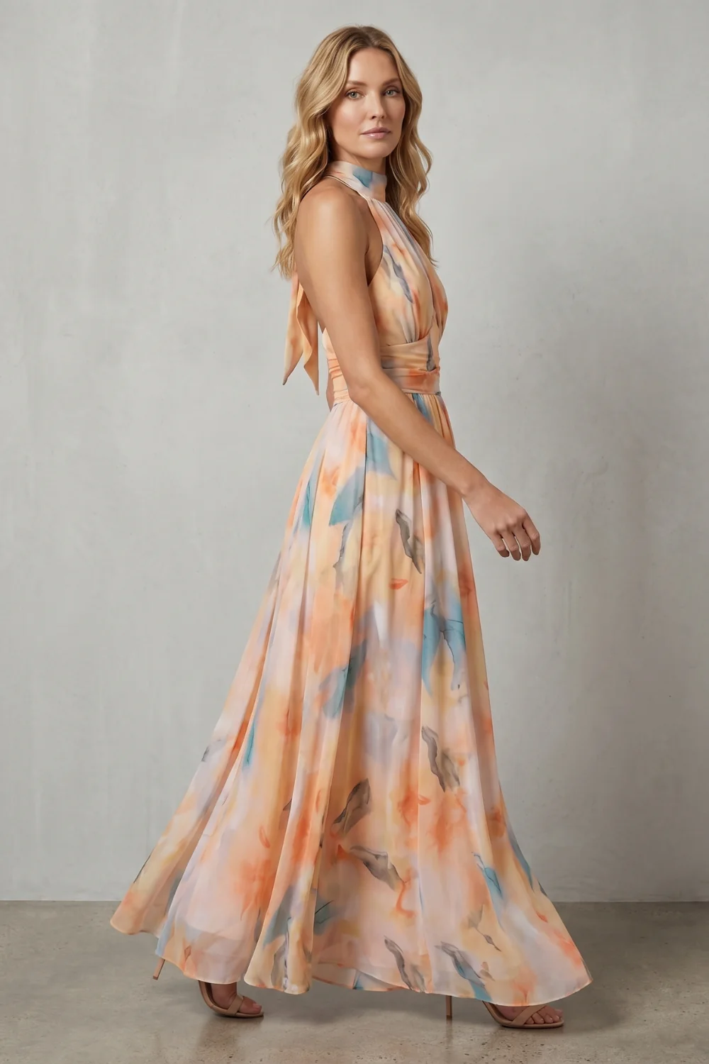 Vivienne – Watercolour halter grace – Maxi dress - Image 3
