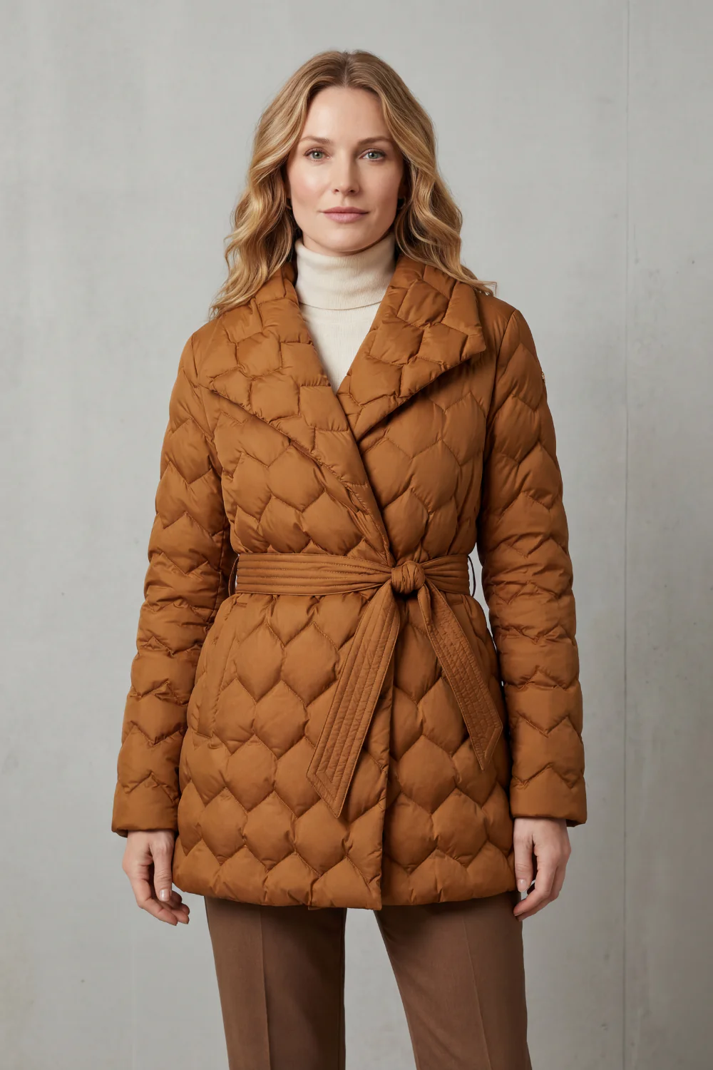 Solenza – Sculpted quilt – Belted puffer jacket - Image 2